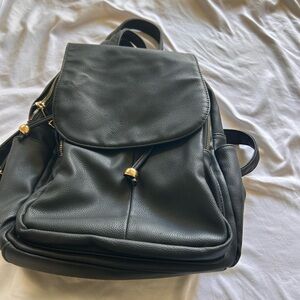 Black Backpack with Gold Accents